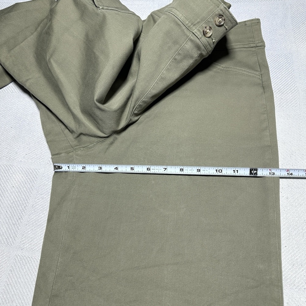Spanx Twill Cropped Trousers Size Large Wide Leg Stretch High Rise Spanish Olive - Picture 13 of 15